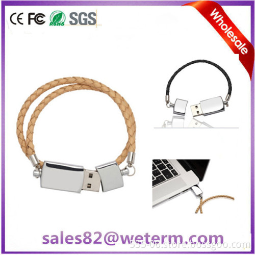 Business Gift For Sale Leather Bracelet Free Logo USB Drive Memory Stick